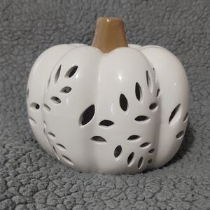 White Ceramic Pumpkin 5 Inches Tall